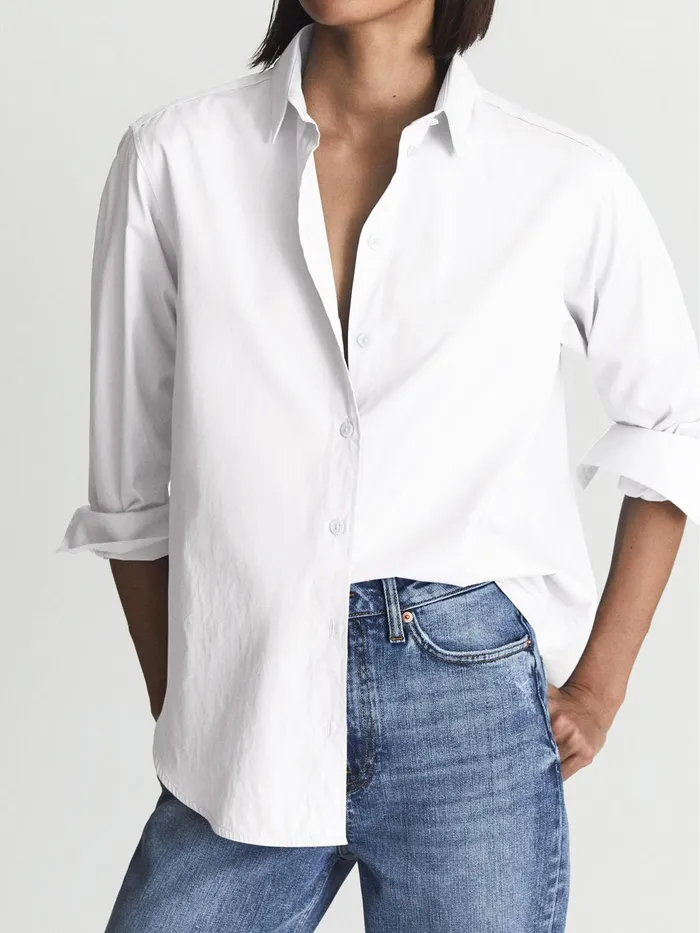 Reiss Tops Jenny Cotton Poplin Shirt Blue 8211 Women