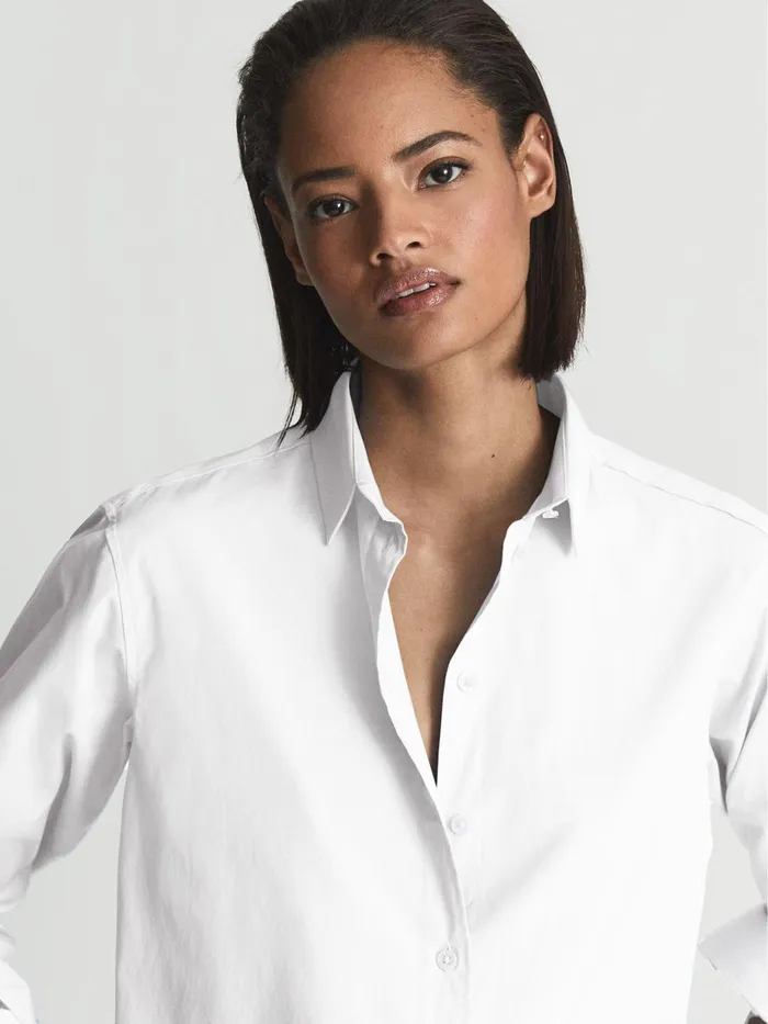 Reiss Tops Jenny Cotton Poplin Shirt Blue 8211 Women