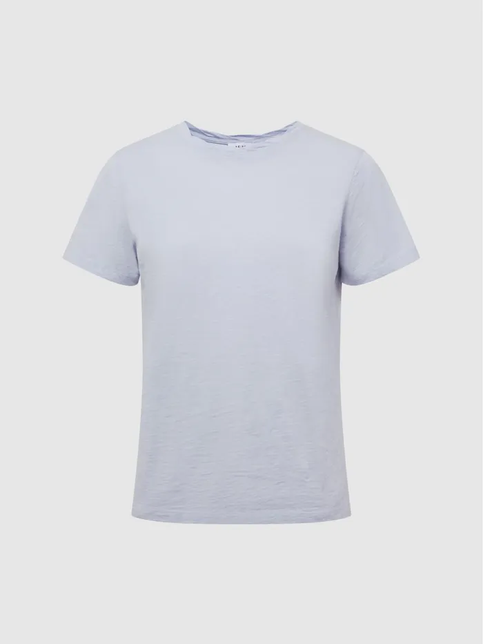 Reiss Tops Joey Slub Cotton TShirt Blue 8211 Women