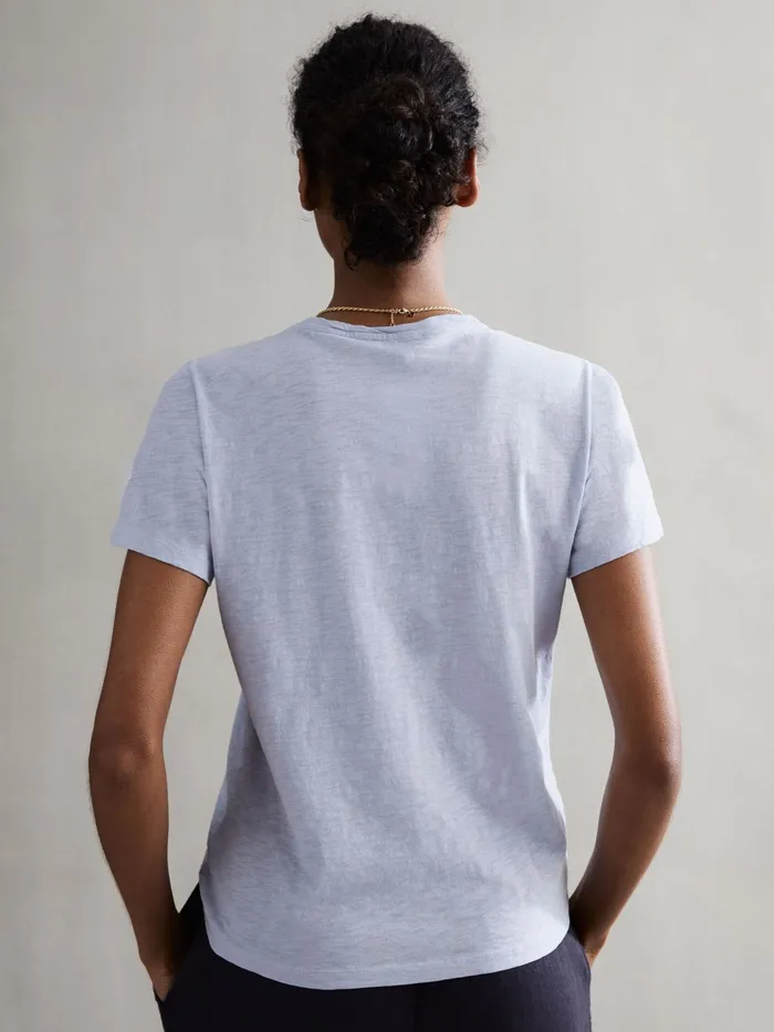 Reiss Tops Joey Slub Cotton TShirt Blue 8211 Women