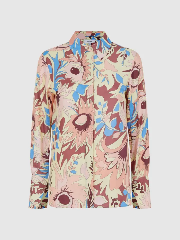 Reiss Tops Liv Floral Printed Shirt Multi 8211 Women