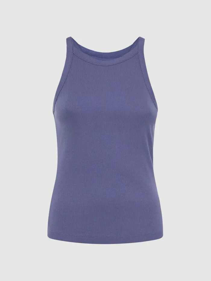 Reiss Tops Louisa Crew Neck Ribbed Cami Vest Top Dusty Blue 8211 Women