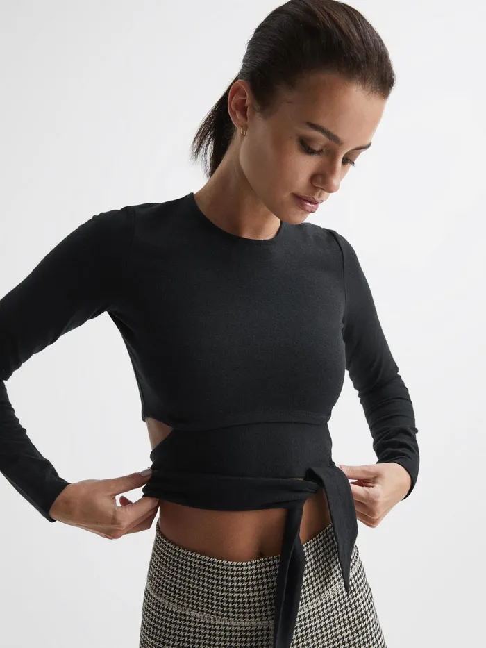 Reiss Tops Lucy The Upside Tie Detail Top Black 8211 Women