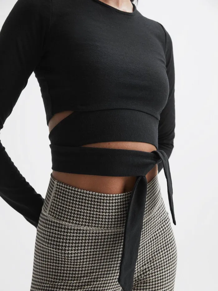 Reiss Tops Lucy The Upside Tie Detail Top Black 8211 Women