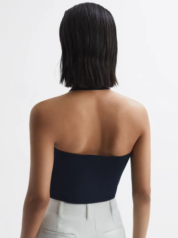 Reiss Tops Molly Cotton Halter Neck Vest Navy 8211 Women