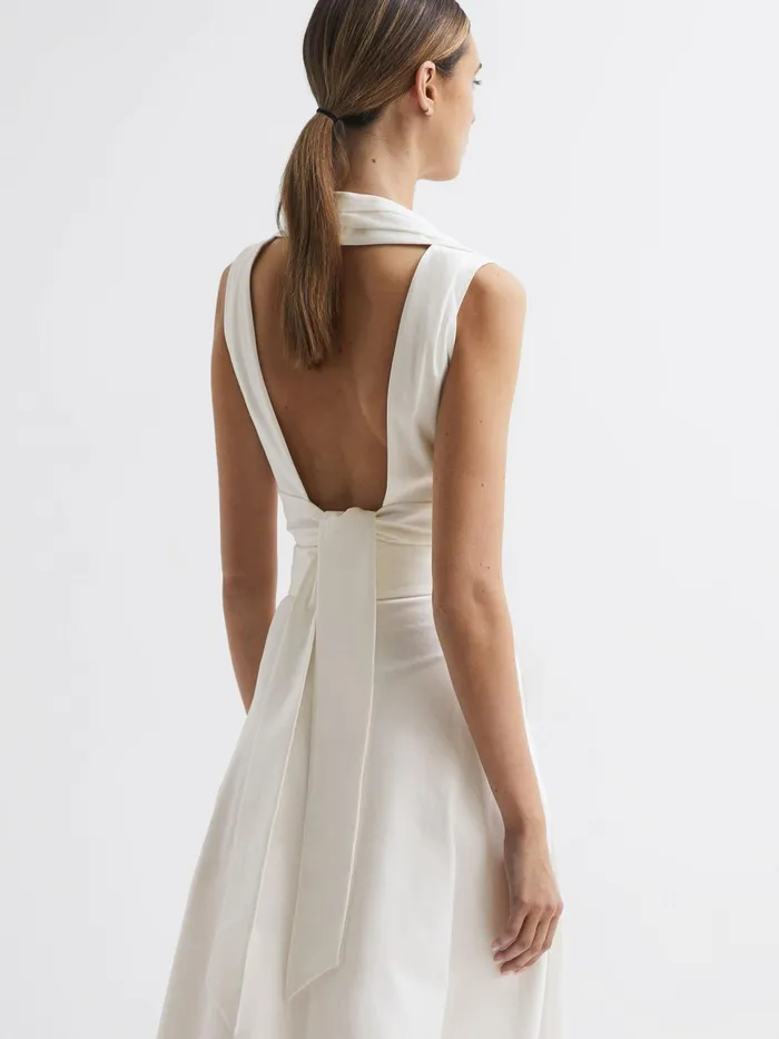 Reiss Tops Rebecca Cropped VNeck Open Back Top White 8211 Women