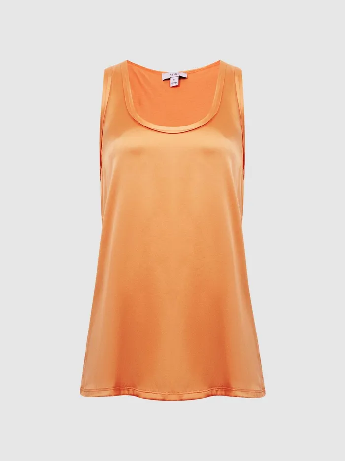 Reiss Tops Riley Silk Front Vest Aqua 8211 Women