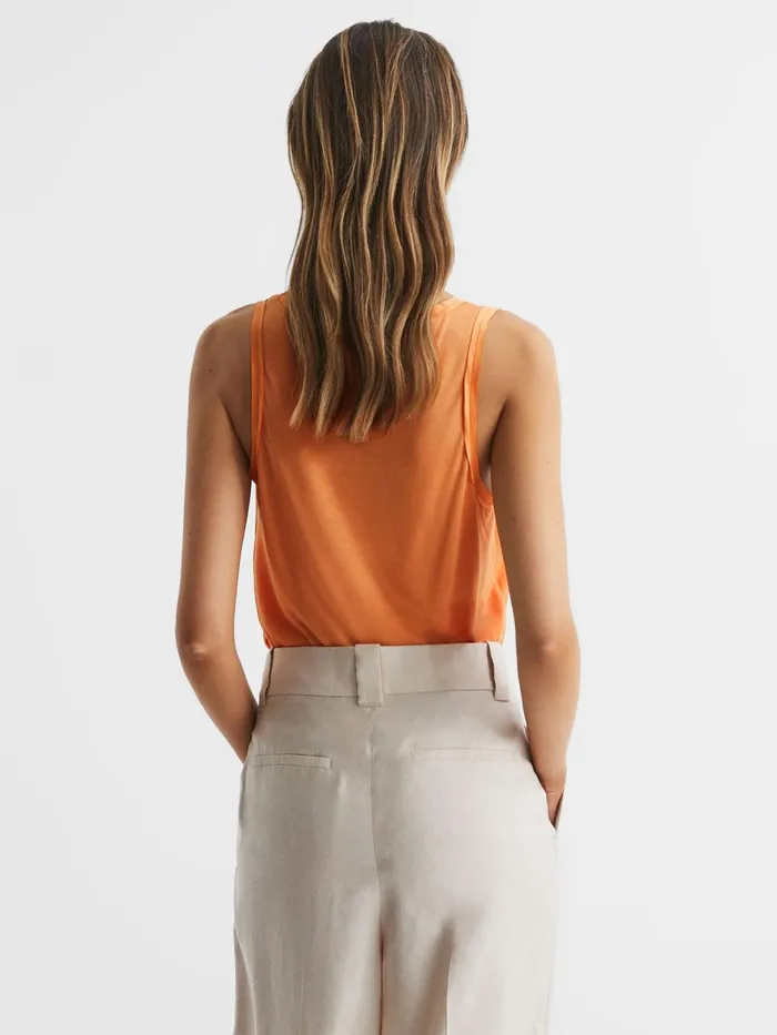 Reiss Tops Riley Silk Front Vest Aqua 8211 Women