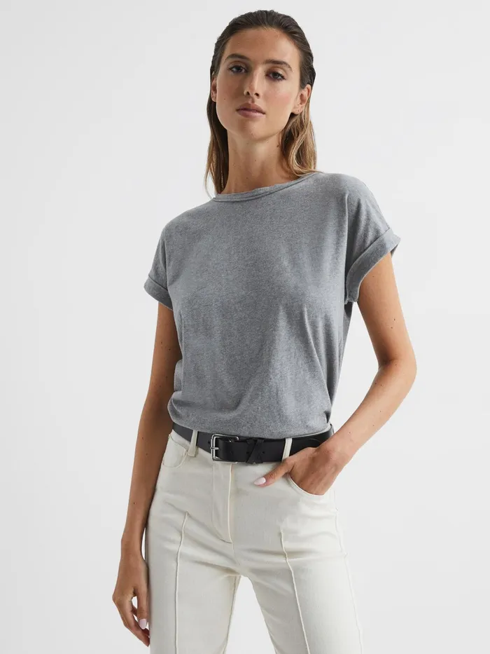 Reiss Tops Tereza Crew TShirt Black 8211 Women