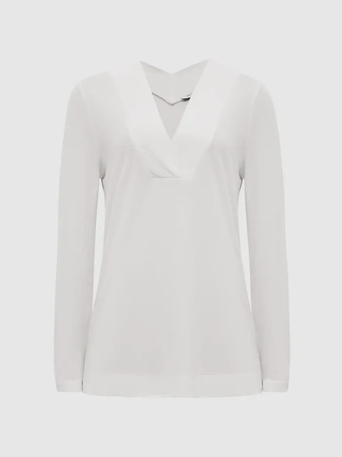 Reiss Tops Tillie VNeck Long Sleeve Blouse Black 8211 Women