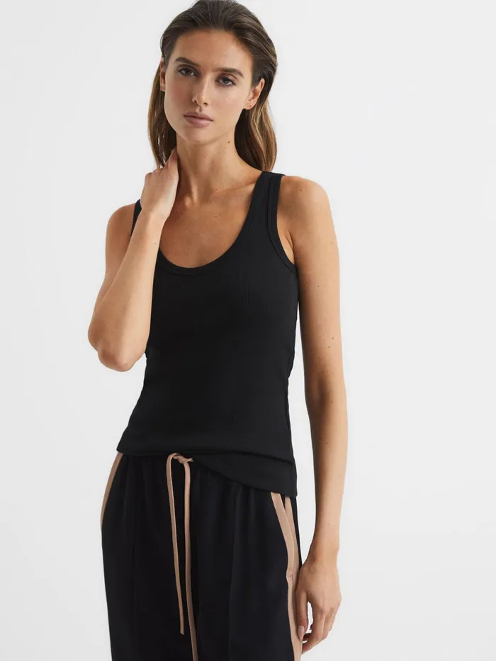Reiss Tops Violet Scoop Neck Ribbed Jersey Vest Top Aqua 8211 Women