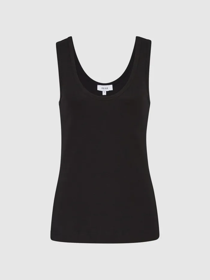 Reiss Tops Violet Scoop Neck Ribbed Jersey Vest Top Aqua 8211 Women