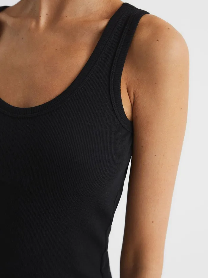 Reiss Tops Violet Scoop Neck Ribbed Jersey Vest Top Aqua 8211 Women