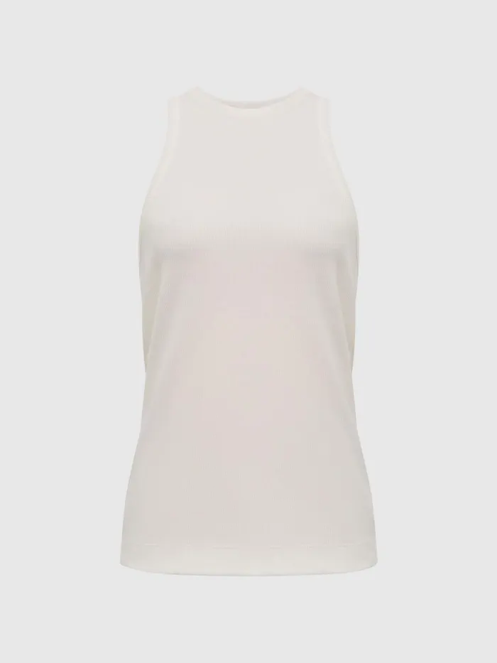 Reiss Tops Zoe Crew Neck Ribbed Racer Vest Top Black 8211 Women