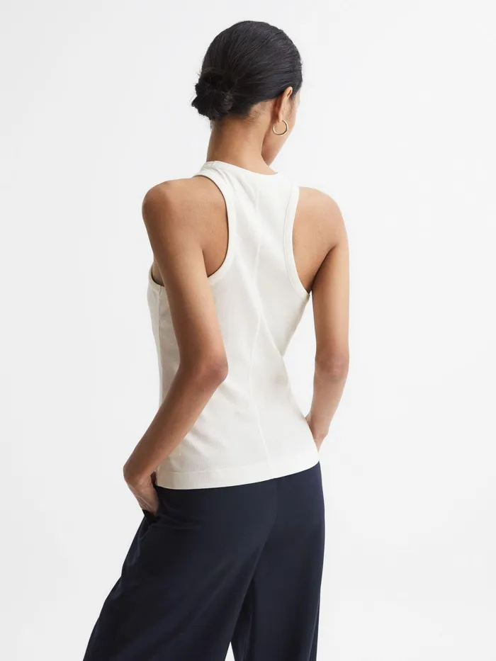 Reiss Tops Zoe Crew Neck Ribbed Racer Vest Top Black 8211 Women