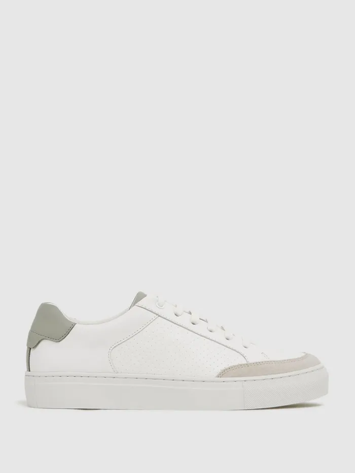 Reiss Trainers Ashley Low Top Leather Trainers Sagewhite 8211 Women