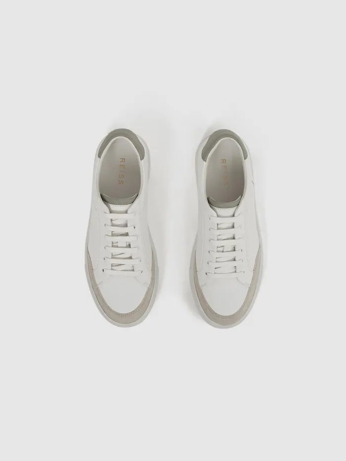 Reiss Trainers Ashley Low Top Leather Trainers Sagewhite 8211 Women