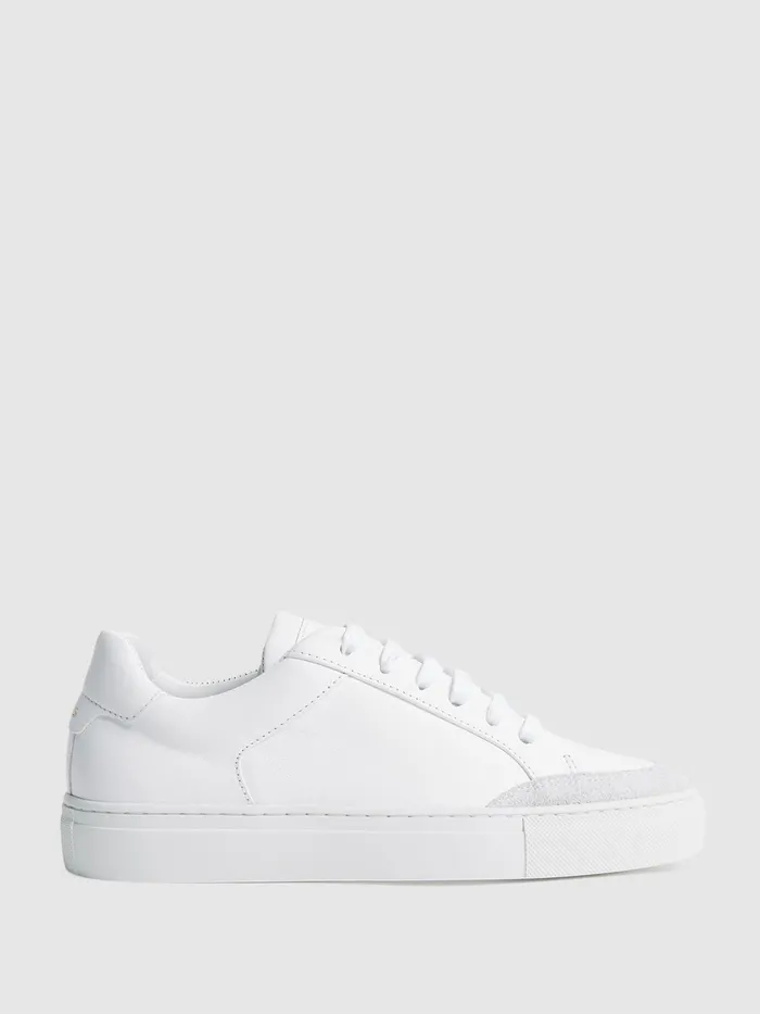 Reiss Trainers Ashley Perf Leather Low Top Trainers White 8211 Men