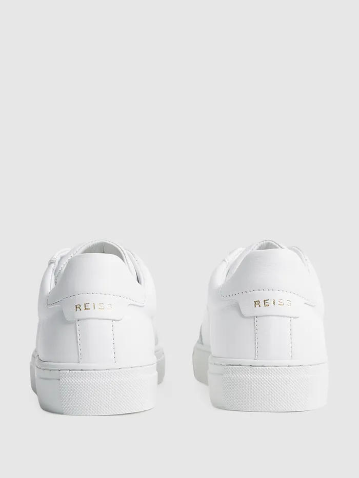 Reiss Trainers Ashley Perf Leather Low Top Trainers White 8211 Men