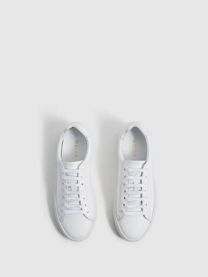 Reiss Trainers Finley LaceUp Leather Trainers Biscuit 8211 Women