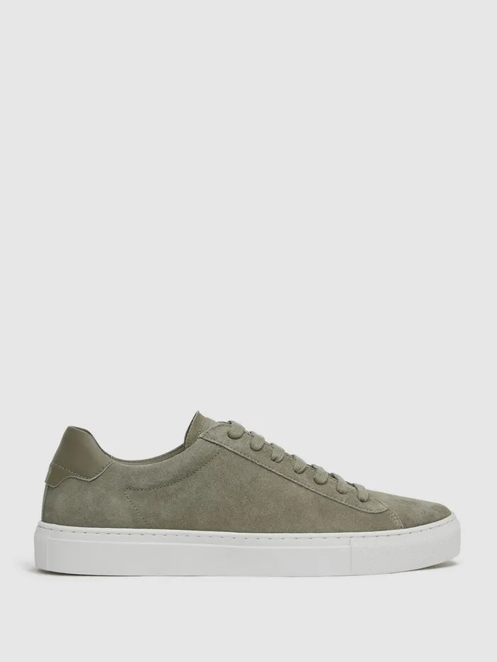 Reiss Trainers Finley Suede Suede Trainers Sage 8211 Men