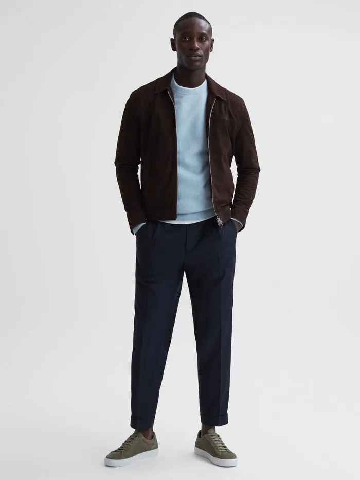 Reiss Trainers Finley Suede Suede Trainers Sage 8211 Men