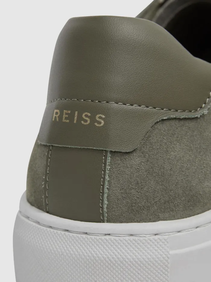 Reiss Trainers Finley Suede Suede Trainers Sage 8211 Men