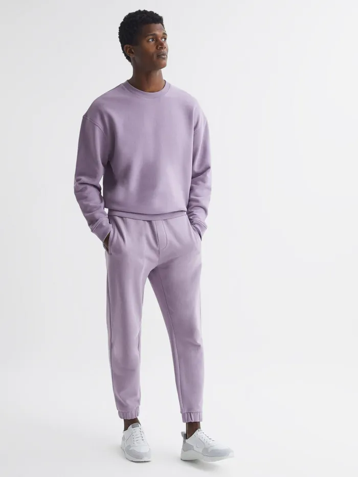 Reiss Trousers Ali Garment Dye Joggers Lilac 8211 Men