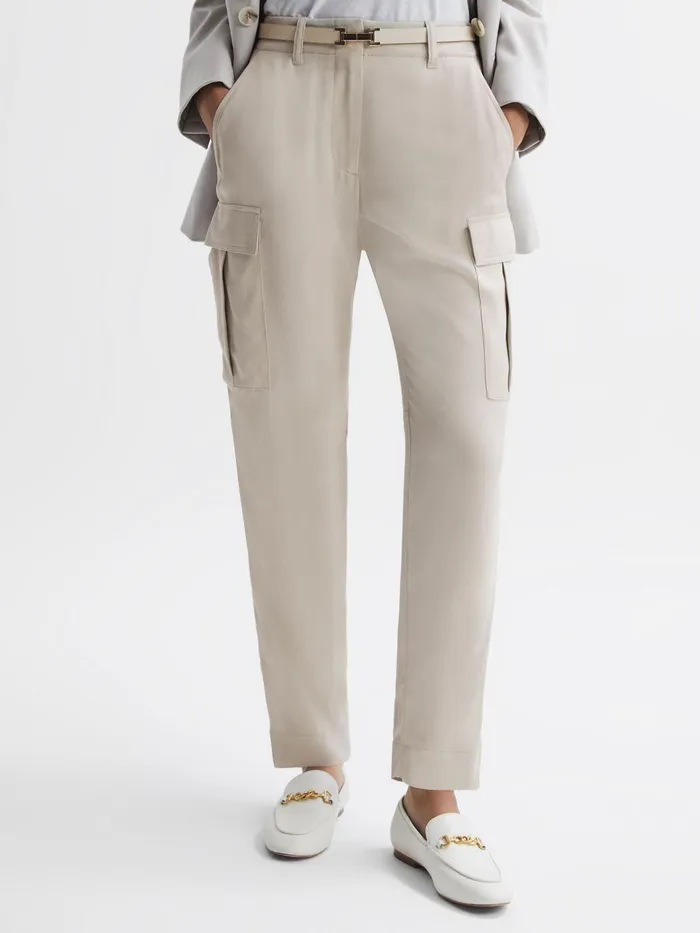 Reiss Trousers Becca Tapered Combat Trousers Stone 8211 Women