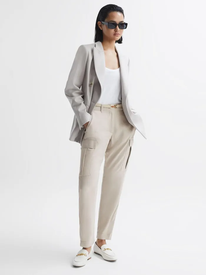 Reiss Trousers Becca Tapered Combat Trousers Stone 8211 Women
