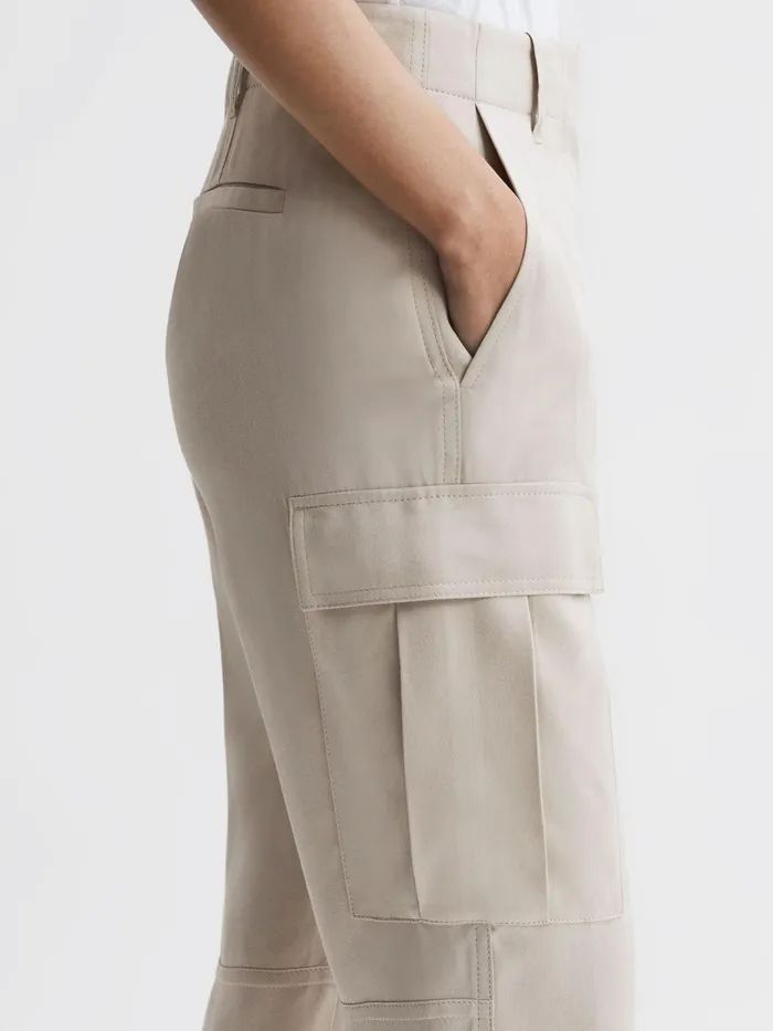 Reiss Trousers Becca Tapered Combat Trousers Stone 8211 Women