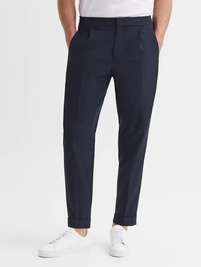 Reiss Trousers Brighton Pleat Front Trousers Navy 8211 Men