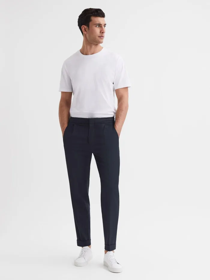 Reiss Trousers Brighton Pleat Front Trousers Navy 8211 Men