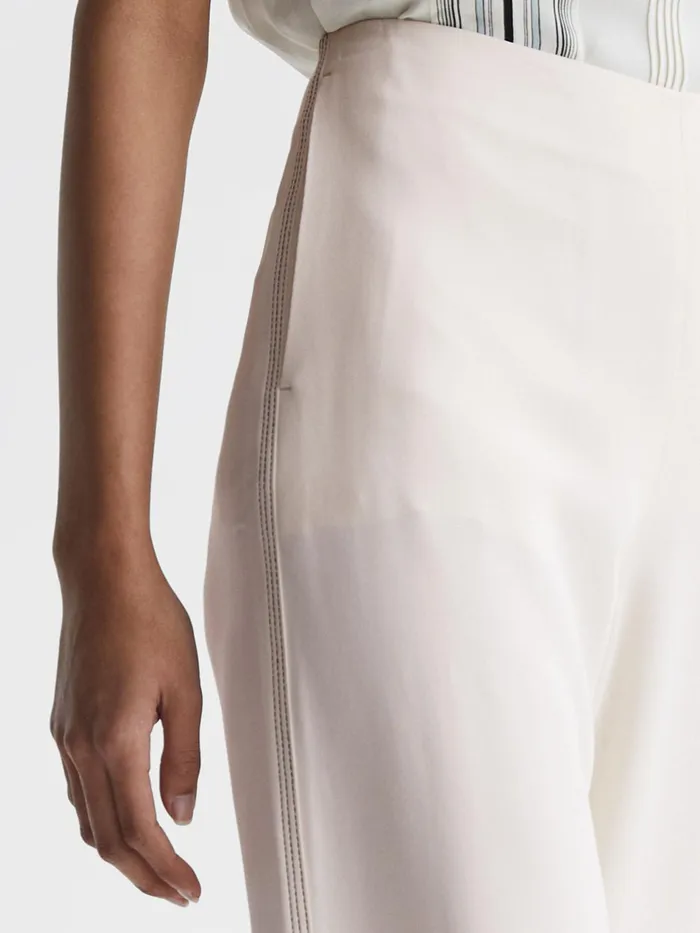 Reiss Trousers Carlie Mid Rise Wide Leg Trousers Cream 8211 Women