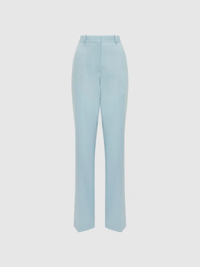 Reiss Trousers Clara Wide Leg Wool Blend Trousers Blue 8211 Women