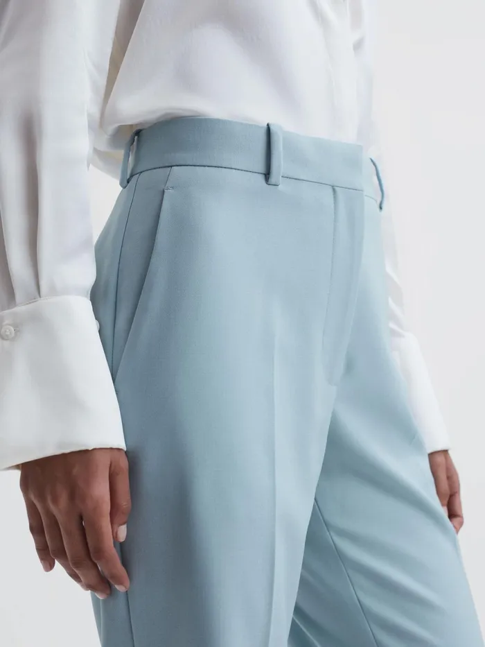 Reiss Trousers Clara Wide Leg Wool Blend Trousers Blue 8211 Women