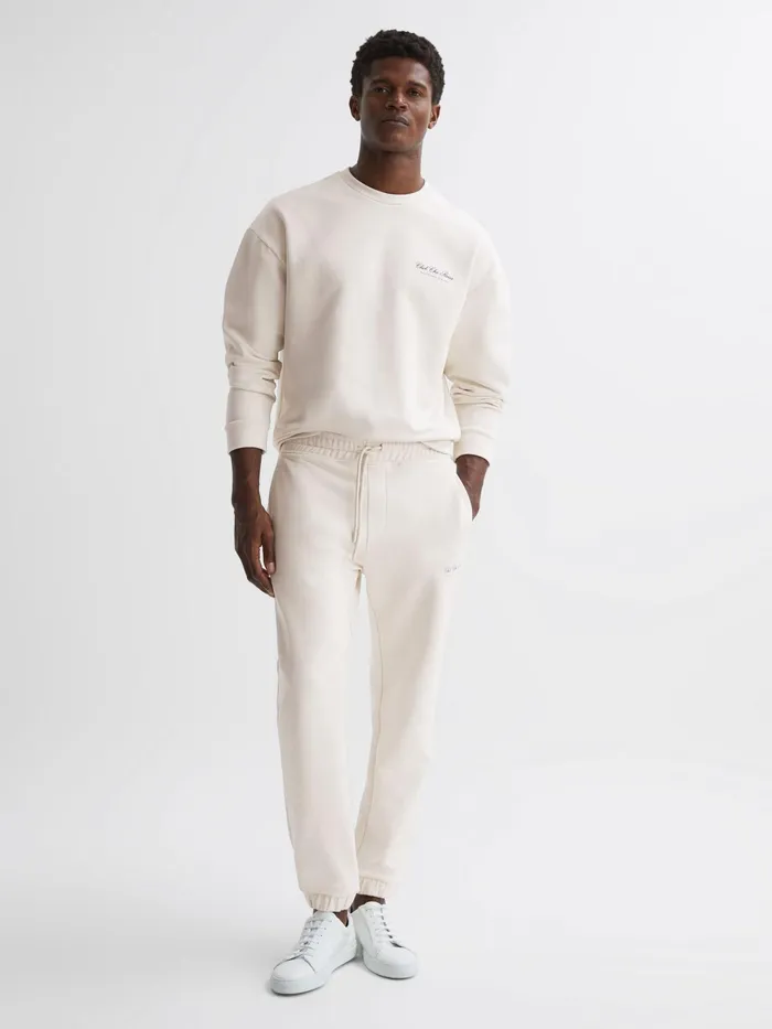 Reiss Trousers Dawson Reiss Ch Motif Cotton Drawstring Joggers Off White 8211 Men