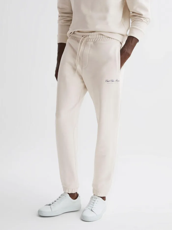 Reiss Trousers Dawson Reiss Ch Motif Cotton Drawstring Joggers Off White 8211 Men