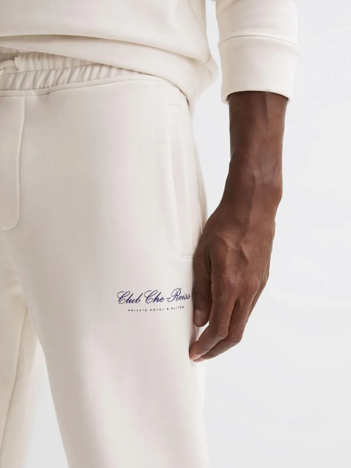 Reiss Trousers Dawson Reiss Ch Motif Cotton Drawstring Joggers Off White 8211 Men