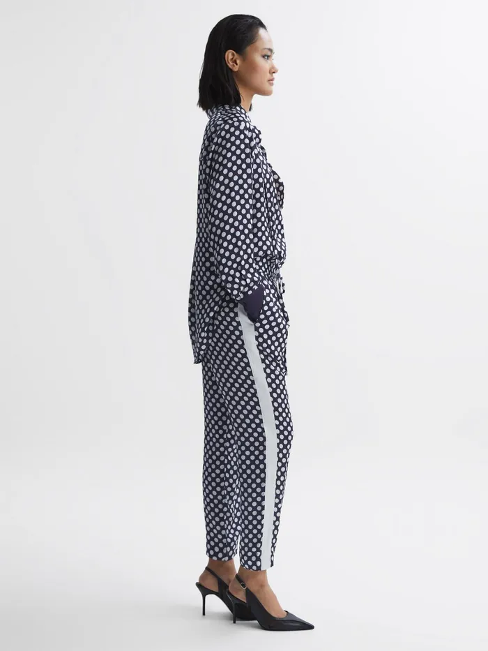 Reiss Trousers Ezra Polka Dot Drawstring Tapered Trousers Navywhite 8211 Women Reiss Trousers Ezra Polka Dot Drawstring Tapered Trousers Navywhite 8211 Women