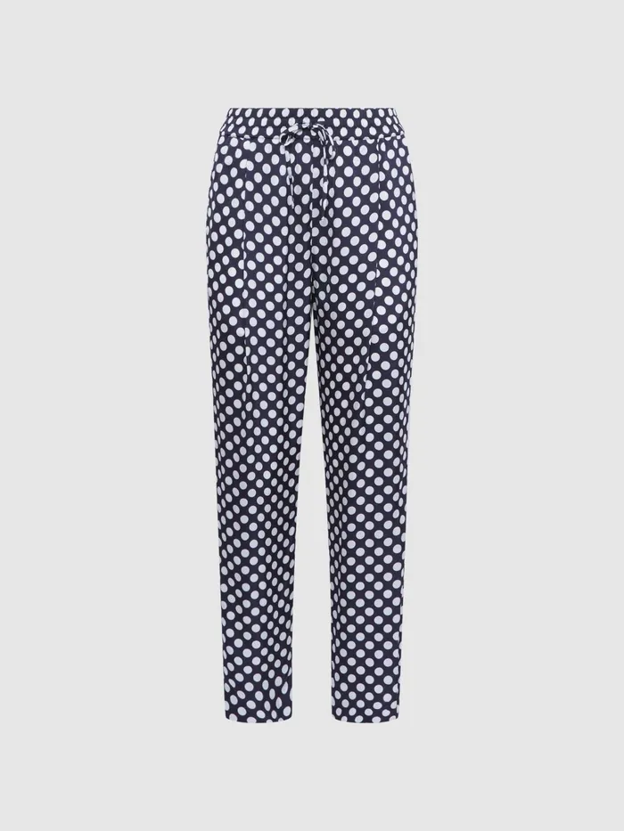 Reiss Trousers Ezra Polka Dot Drawstring Tapered Trousers Navywhite 8211 Women