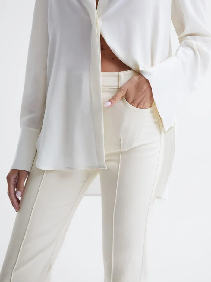 Reiss Trousers Florence High Rise Flared Trousers Cream 8211 Women