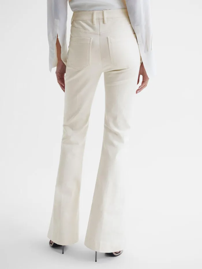 Reiss Trousers Florence High Rise Flared Trousers Cream 8211 Women