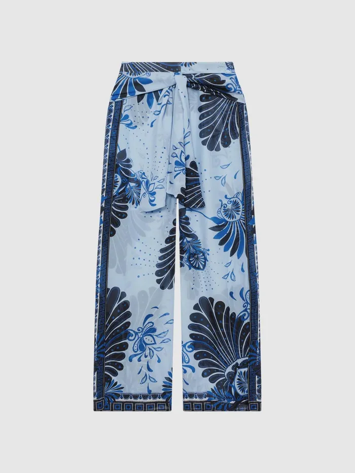 Reiss Trousers Ginnie Sheer Wide Leg Trousers Blue Print 8211 Women