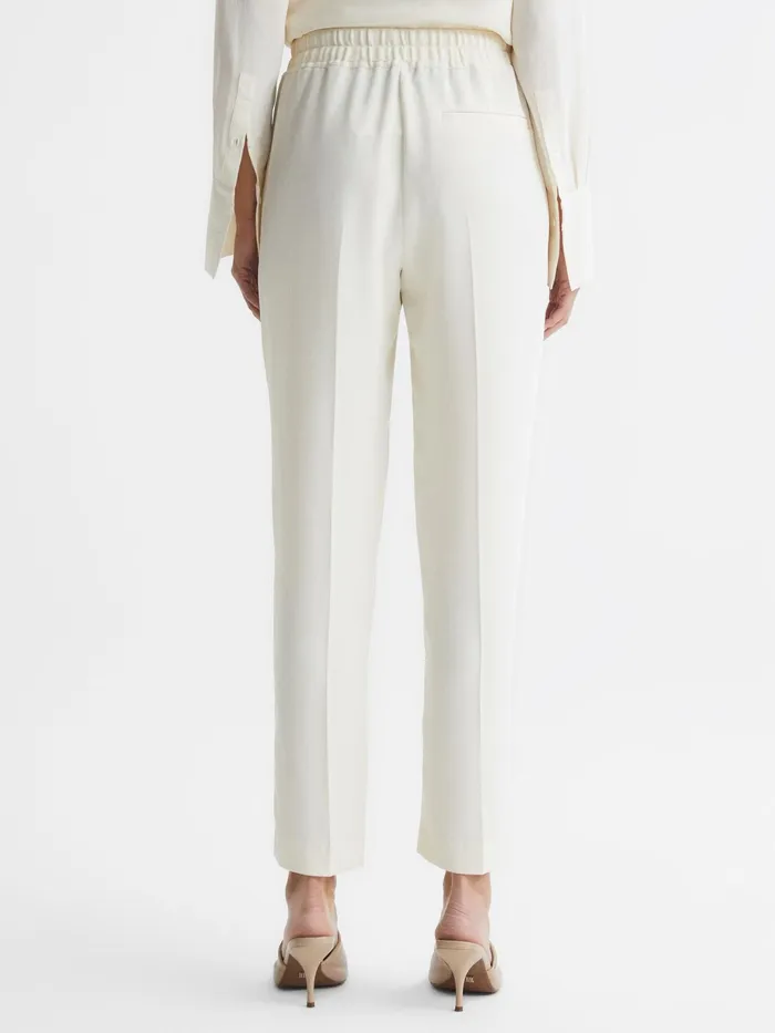 Reiss Trousers Hailey PullOn Tapered Trousers Cream 8211 Women