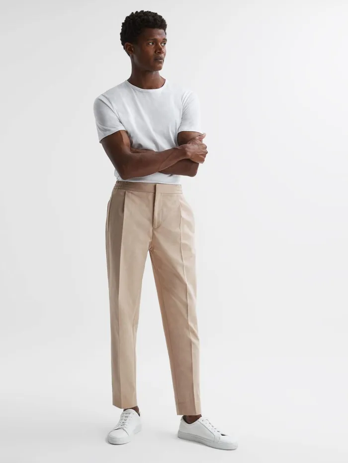 Reiss Trousers Hove Technical Elasticated Trousers Stone 8211 Men