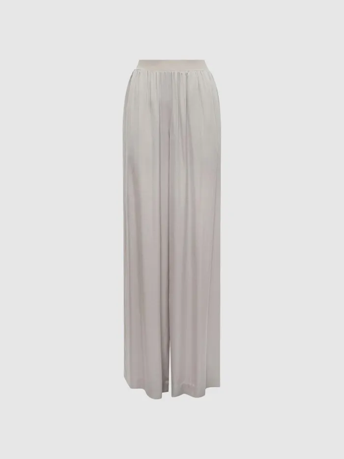Reiss Trousers Imogen Wide Leg Elasticated Waist Trousers Neutral 8211 Women