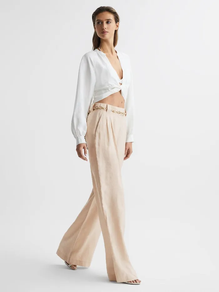 Reiss Trousers Izzie Wide Leg Occasion Trousers Nude 8211 Women