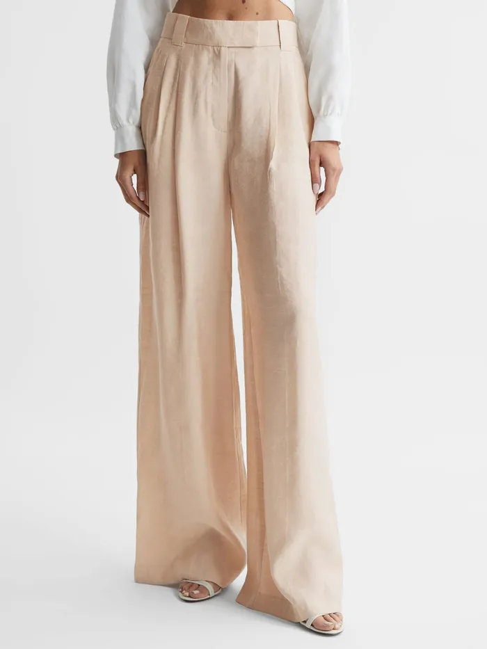 Reiss Trousers Izzie Wide Leg Occasion Trousers Nude 8211 Women