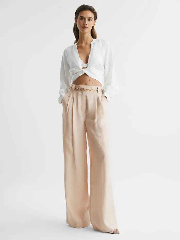 Reiss Trousers Izzie Wide Leg Occasion Trousers Nude 8211 Women